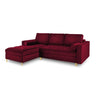 Aspen 5-Sitzer Ecksofa mit Schlaffunktion und Stauraum, Linke Seite, aus Samt in Rot (Salvador 13), 240x175x96 cm von Cosmopolitan Design – Bild 1