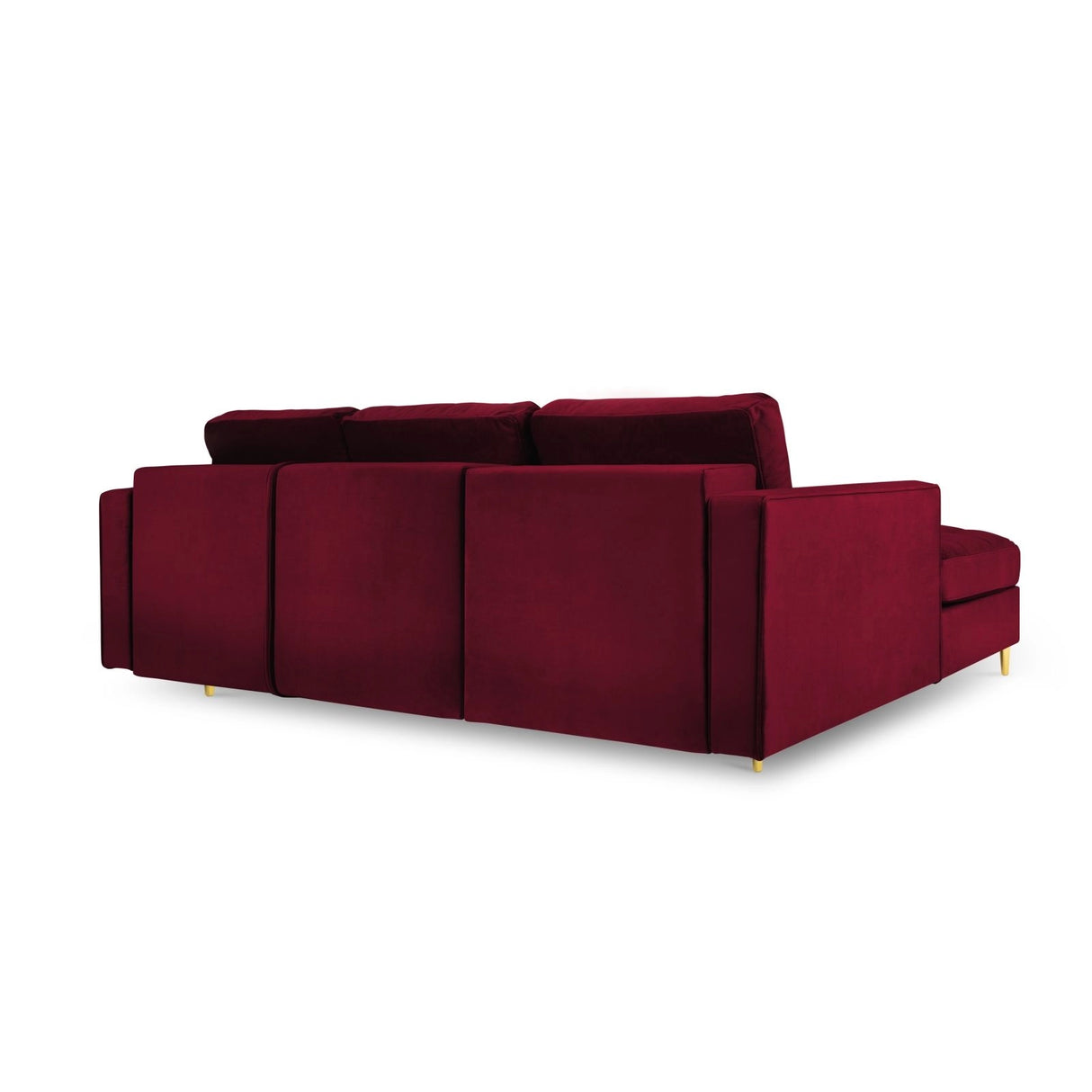 Aspen 5-Sitzer Ecksofa mit Schlaffunktion und Stauraum, Linke Seite, aus Samt in Rot (Salvador 13), 240x175x96 cm von Cosmopolitan Design – Bild 4