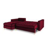 Aspen 5-Sitzer Ecksofa mit Schlaffunktion und Stauraum, Linke Seite, aus Samt in Rot (Salvador 13), 240x175x96 cm von Cosmopolitan Design – Bild 5