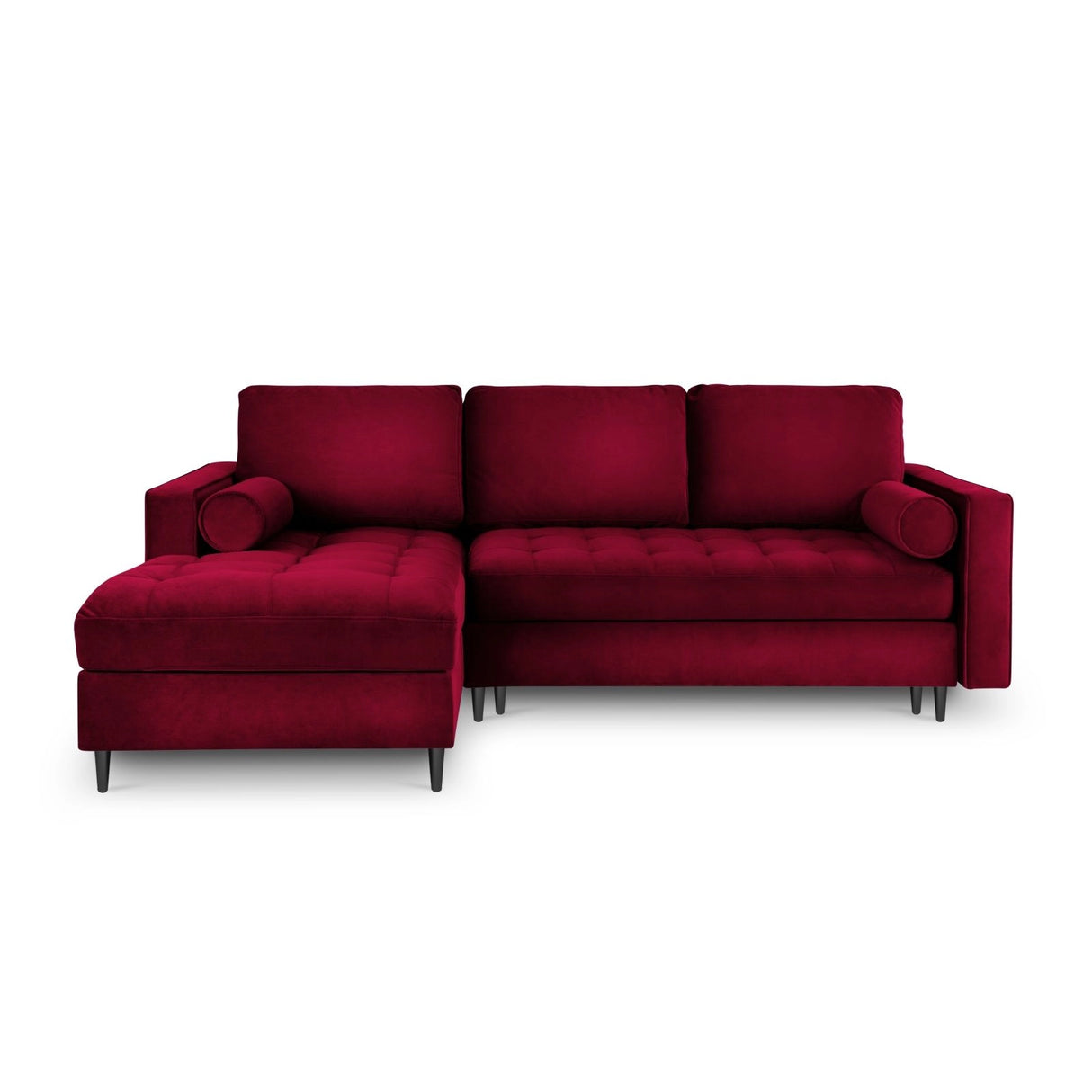 Aspen 5-Sitzer Ecksofa mit Schlaffunktion und Stauraum, Linke Seite, aus Samt in Rot (Salvador 13), 240x175x96 cm von Cosmopolitan Design – Bild 3