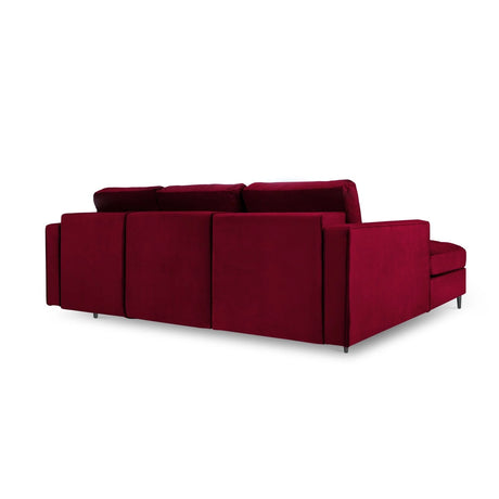 Aspen 5-Sitzer Ecksofa mit Schlaffunktion und Stauraum, Linke Seite, aus Samt in Rot (Salvador 13), 240x175x96 cm von Cosmopolitan Design – Bild 4