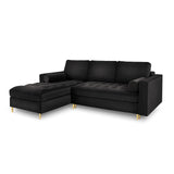 Aspen 5-Sitzer Ecksofa mit Schlaffunktion und Stauraum, Linke Seite, aus Samt in Schwarz (Salvador 19), 240x175x96 cm von Cosmopolitan Design – Bild 1