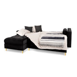 Aspen 5-Sitzer Ecksofa mit Schlaffunktion und Stauraum, Linke Seite, aus Samt in Schwarz (Salvador 19), 240x175x96 cm von Cosmopolitan Design – Bild 2
