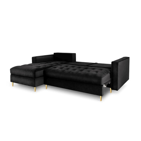 Aspen 5-Sitzer Ecksofa mit Schlaffunktion und Stauraum, Linke Seite, aus Samt in Schwarz (Salvador 19), 240x175x96 cm von Cosmopolitan Design – Bild 5