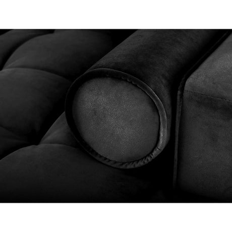 Aspen 5-Sitzer Ecksofa mit Schlaffunktion und Stauraum, Linke Seite, aus Samt in Schwarz (Salvador 19), 240x175x96 cm von Cosmopolitan Design – Bild 6