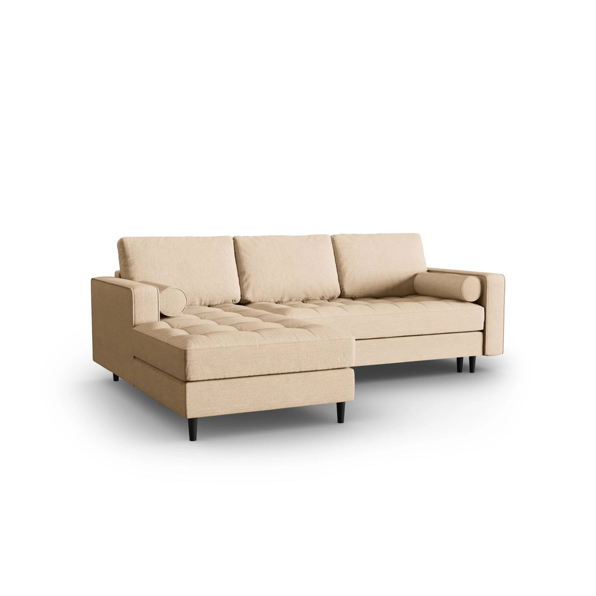 Aspen 5-Sitzer Ecksofa mit Schlaffunktion und Stauraum, Linke Seite, aus Strukturierter Stoff in Beige (Melva 06), 240x175x96 cm von Cosmopolitan Design – Bild 2