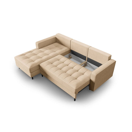 Aspen 5-Sitzer Ecksofa mit Schlaffunktion und Stauraum, Linke Seite, aus Strukturierter Stoff in Beige (Melva 06), 240x175x96 cm von Cosmopolitan Design – Bild 6