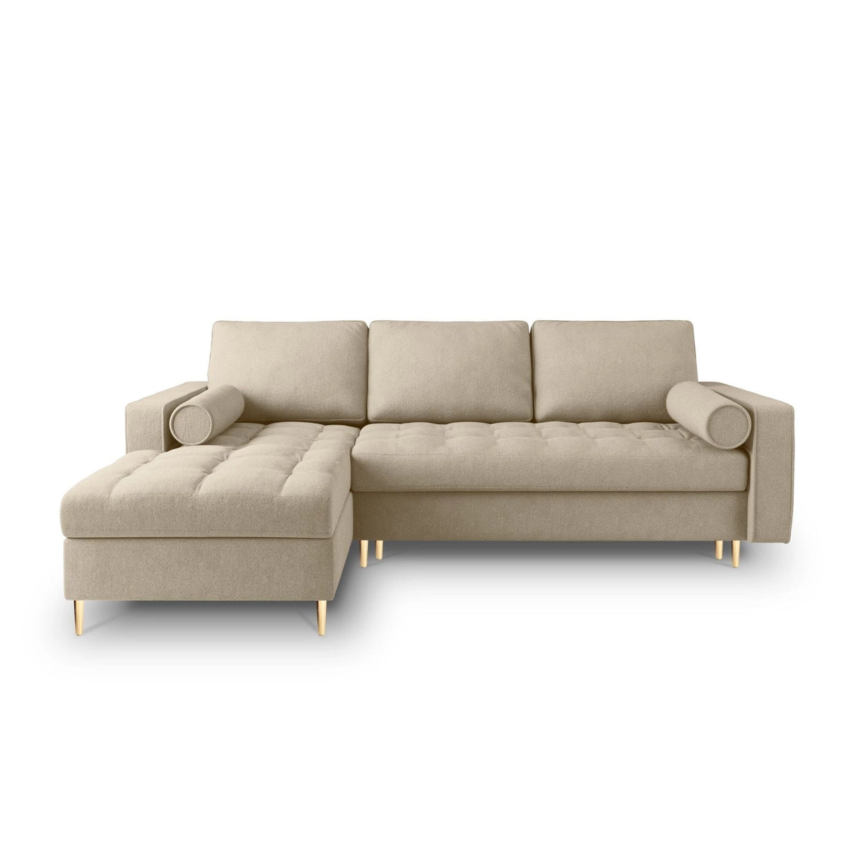 Aspen 5-Sitzer Ecksofa mit Schlaffunktion und Stauraum, Linke Seite, aus Strukturierter Stoff in Beige (Positano 08), 240x175x96 cm von Cosmopolitan Design – Bild 2