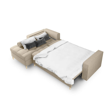 Aspen 5-Sitzer Ecksofa mit Schlaffunktion und Stauraum, Linke Seite, aus Strukturierter Stoff in Beige (Positano 08), 240x175x96 cm von Cosmopolitan Design – Bild 4