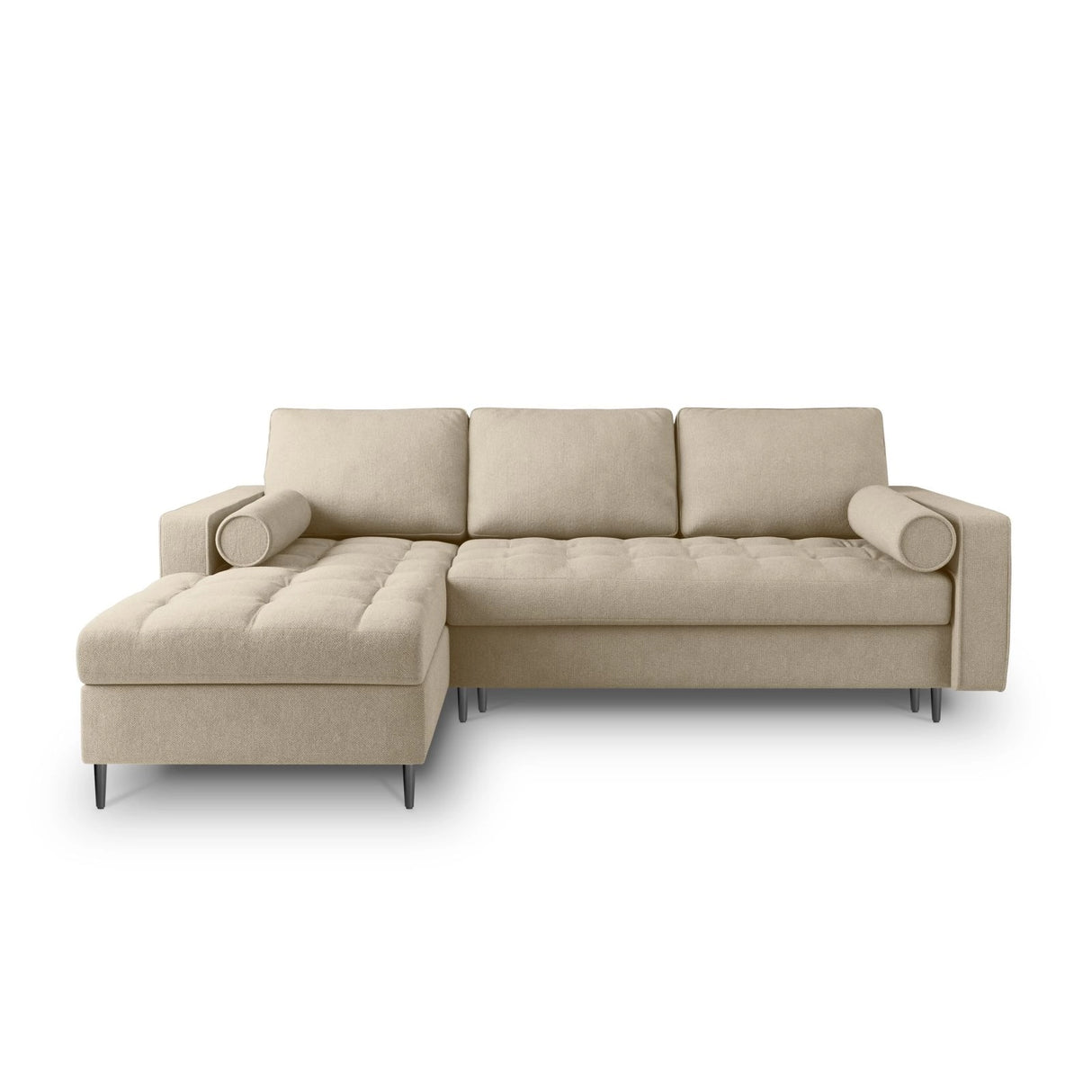 Aspen 5-Sitzer Ecksofa mit Schlaffunktion und Stauraum, Linke Seite, aus Strukturierter Stoff in Beige (Positano 08), 240x175x96 cm von Cosmopolitan Design – Bild 2