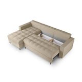 Aspen 5-Sitzer Ecksofa mit Schlaffunktion und Stauraum, Linke Seite, aus Strukturierter Stoff in Beige (Positano 08), 240x175x96 cm von Cosmopolitan Design – Bild 5