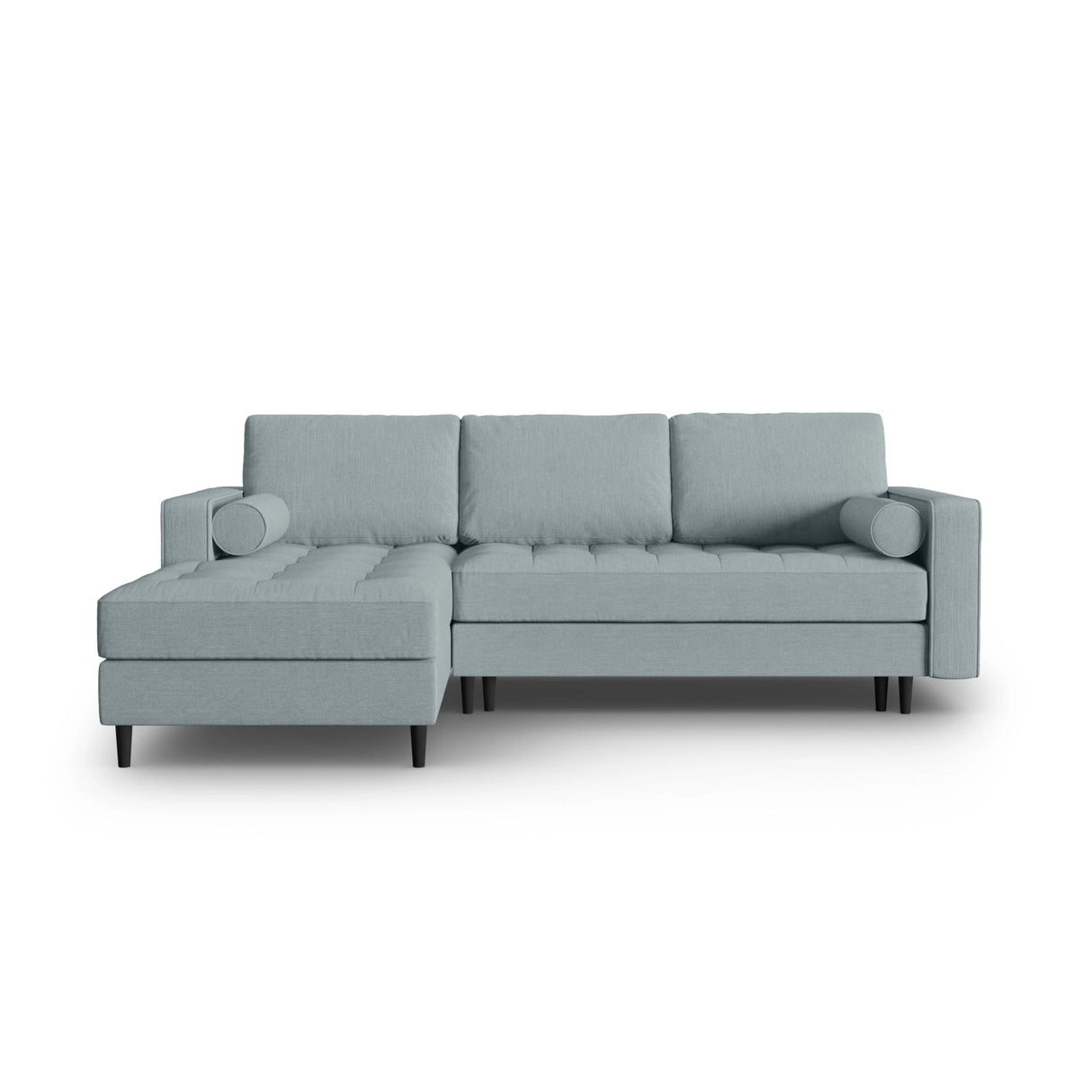 Aspen 5-Sitzer Ecksofa mit Schlaffunktion und Stauraum, Linke Seite, aus Strukturierter Stoff in Blau (Melva 72), 240x175x96 cm von Cosmopolitan Design – Bild 1