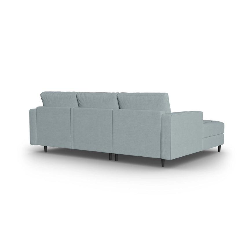 Aspen 5-Sitzer Ecksofa mit Schlaffunktion und Stauraum, Linke Seite, aus Strukturierter Stoff in Blau (Melva 72), 240x175x96 cm von Cosmopolitan Design – Bild 4