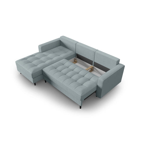 Aspen 5-Sitzer Ecksofa mit Schlaffunktion und Stauraum, Linke Seite, aus Strukturierter Stoff in Blau (Melva 72), 240x175x96 cm von Cosmopolitan Design – Bild 6