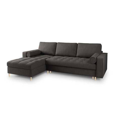 Aspen 5-Sitzer Ecksofa mit Schlaffunktion und Stauraum, Linke Seite, aus Strukturierter Stoff in Dunkelgrau (Positano 95), 240x175x96 cm von Cosmopolitan Design – Bild 1