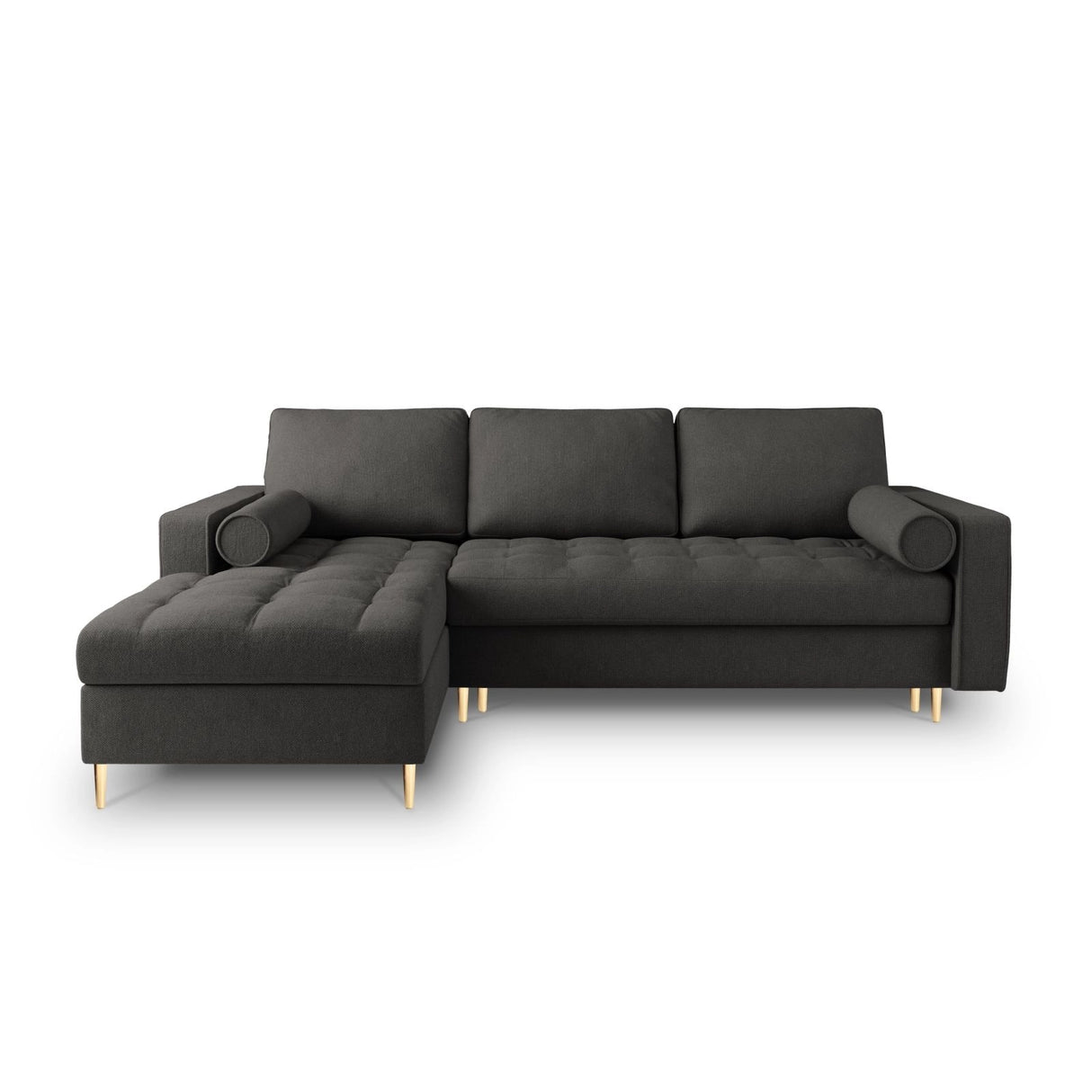 Aspen 5-Sitzer Ecksofa mit Schlaffunktion und Stauraum, Linke Seite, aus Strukturierter Stoff in Dunkelgrau (Positano 95), 240x175x96 cm von Cosmopolitan Design – Bild 2