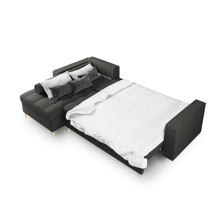 Aspen 5-Sitzer Ecksofa mit Schlaffunktion und Stauraum, Linke Seite, aus Strukturierter Stoff in Dunkelgrau (Positano 95), 240x175x96 cm von Cosmopolitan Design – Bild 4