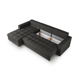 Aspen 5-Sitzer Ecksofa mit Schlaffunktion und Stauraum, Linke Seite, aus Strukturierter Stoff in Dunkelgrau (Positano 95), 240x175x96 cm von Cosmopolitan Design – Bild 5
