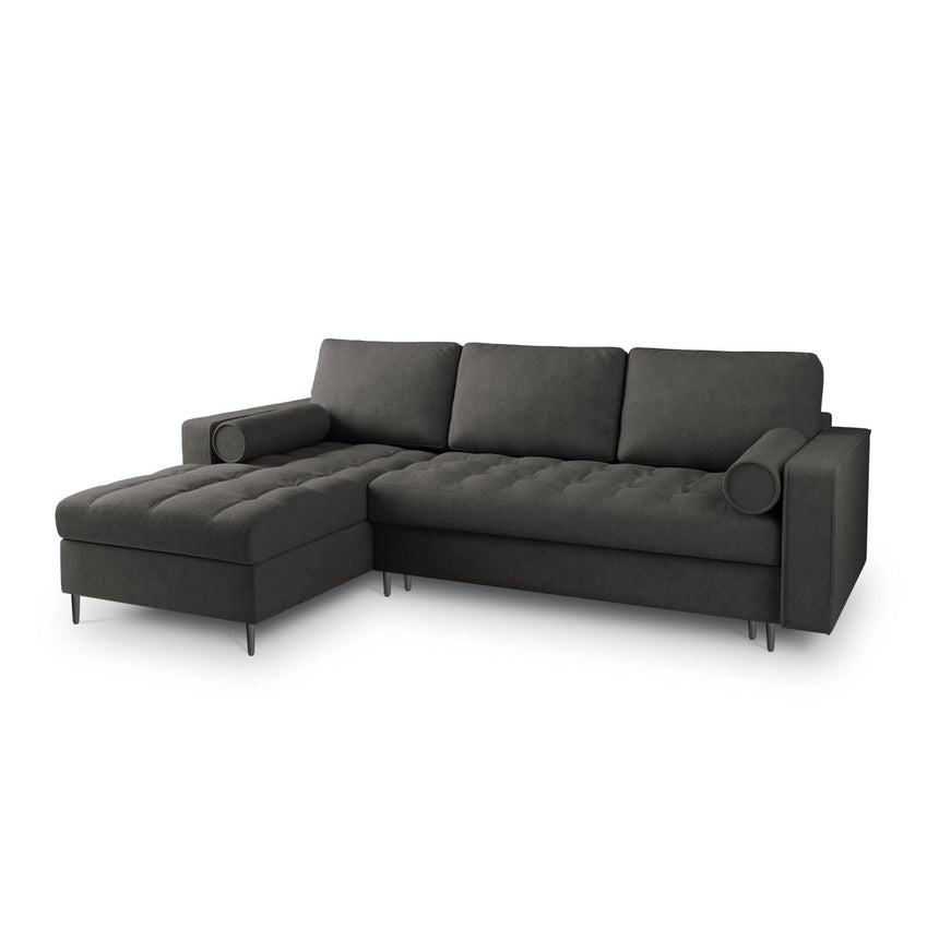 Aspen 5-Sitzer Ecksofa mit Schlaffunktion und Stauraum, Linke Seite, aus Strukturierter Stoff in Dunkelgrau (Positano 95), 240x175x96 cm von Cosmopolitan Design – Bild 1
