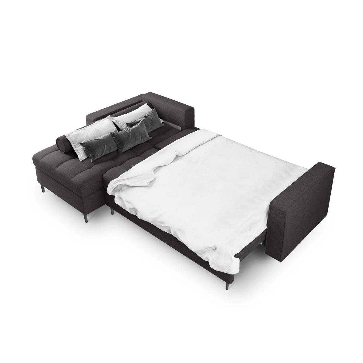 Aspen 5-Sitzer Ecksofa mit Schlaffunktion und Stauraum, Linke Seite, aus Strukturierter Stoff in Dunkelgrau (Positano 95), 240x175x96 cm von Cosmopolitan Design – Bild 4