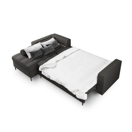 Aspen 5-Sitzer Ecksofa mit Schlaffunktion und Stauraum, Linke Seite, aus Strukturierter Stoff in Dunkelgrau (Positano 95), 240x175x96 cm von Cosmopolitan Design – Bild 4