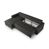 Aspen 5-Sitzer Ecksofa mit Schlaffunktion und Stauraum, Linke Seite, aus Strukturierter Stoff in Dunkelgrau (Positano 95), 240x175x96 cm von Cosmopolitan Design – Bild 5