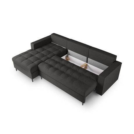 Aspen 5-Sitzer Ecksofa mit Schlaffunktion und Stauraum, Linke Seite, aus Strukturierter Stoff in Dunkelgrau (Positano 95), 240x175x96 cm von Cosmopolitan Design – Bild 5