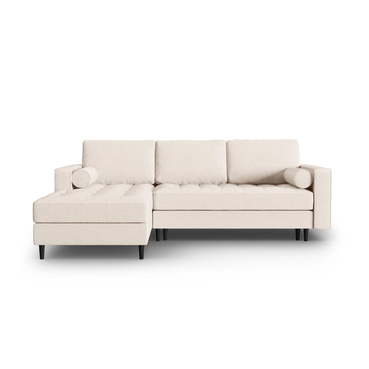 Aspen 5-Sitzer Ecksofa mit Schlaffunktion und Stauraum, Linke Seite, aus Strukturierter Stoff in Hellbeige (Melva 02), 240x175x96 cm von Cosmopolitan Design – Bild 1
