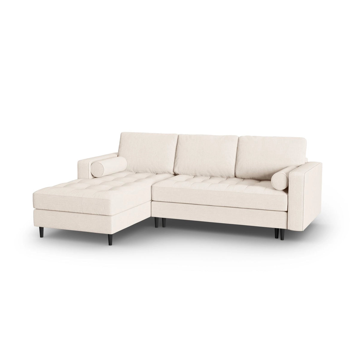 Aspen 5-Sitzer Ecksofa mit Schlaffunktion und Stauraum, Linke Seite, aus Strukturierter Stoff in Hellbeige (Melva 02), 240x175x96 cm von Cosmopolitan Design – Bild 3