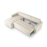 Aspen 5-Sitzer Ecksofa mit Schlaffunktion und Stauraum, Linke Seite, aus Strukturierter Stoff in Hellbeige (Positano 02), 240x175x96 cm von Cosmopolitan Design – Bild 5