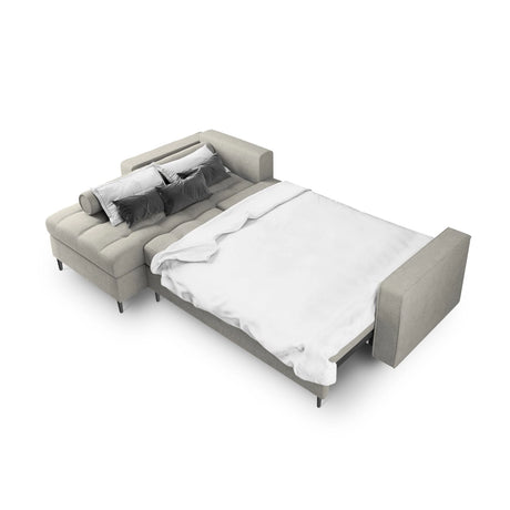 Aspen 5-Sitzer Ecksofa mit Schlaffunktion und Stauraum, Linke Seite, aus Strukturierter Stoff in Hellgrau (Positano 83), 240x175x96 cm von Cosmopolitan Design – Bild 4