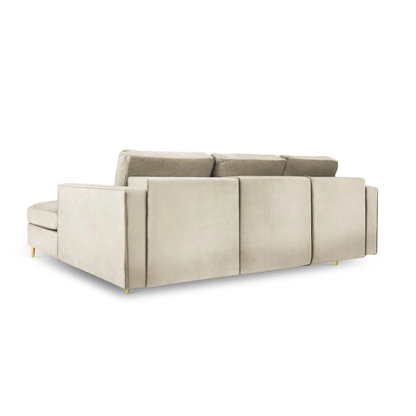 Aspen 5-Sitzer Ecksofa mit Schlaffunktion und Stauraum, Rechte Seite, aus Samt in Dunkelbeige (Salvador 2), 240x175x96 cm von Cosmopolitan Design – Bild 4