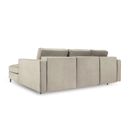 Aspen 5-Sitzer Ecksofa mit Schlaffunktion und Stauraum, Rechte Seite, aus Samt in Dunkelbeige (Salvador 2), 240x175x96 cm von Cosmopolitan Design – Bild 4