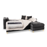 Aspen 5-Sitzer Ecksofa mit Schlaffunktion und Stauraum, Rechte Seite, aus Samt in Dunkelgrau (Salvador 18), 240x175x96 cm von Cosmopolitan Design – Bild 2