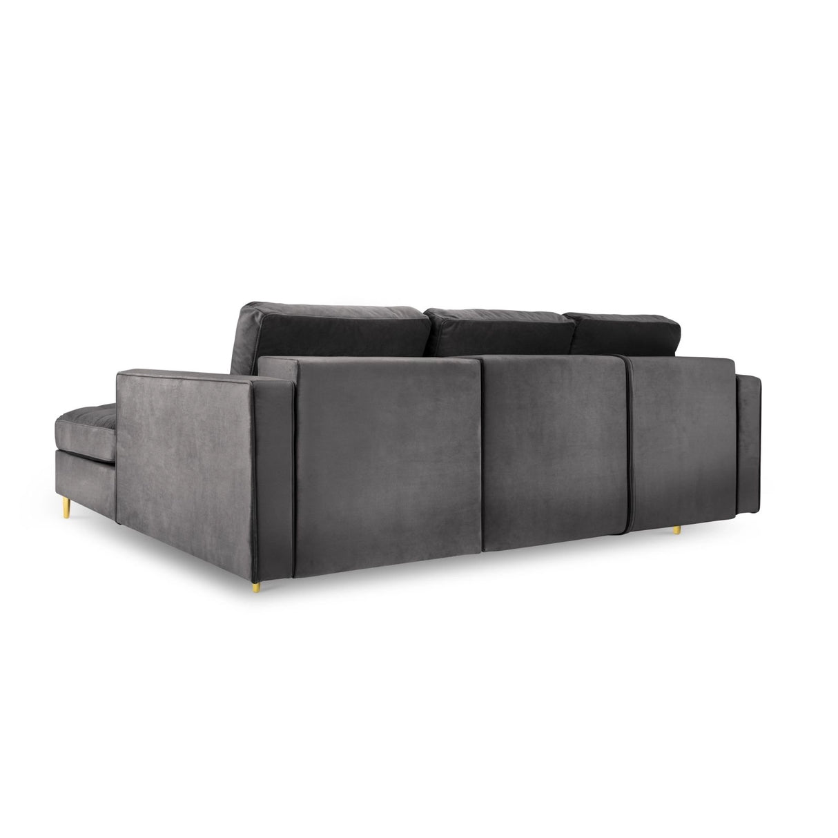 Aspen 5-Sitzer Ecksofa mit Schlaffunktion und Stauraum, Rechte Seite, aus Samt in Dunkelgrau (Salvador 18), 240x175x96 cm von Cosmopolitan Design – Bild 4
