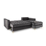 Aspen 5-Sitzer Ecksofa mit Schlaffunktion und Stauraum, Rechte Seite, aus Samt in Dunkelgrau (Salvador 18), 240x175x96 cm von Cosmopolitan Design – Bild 5