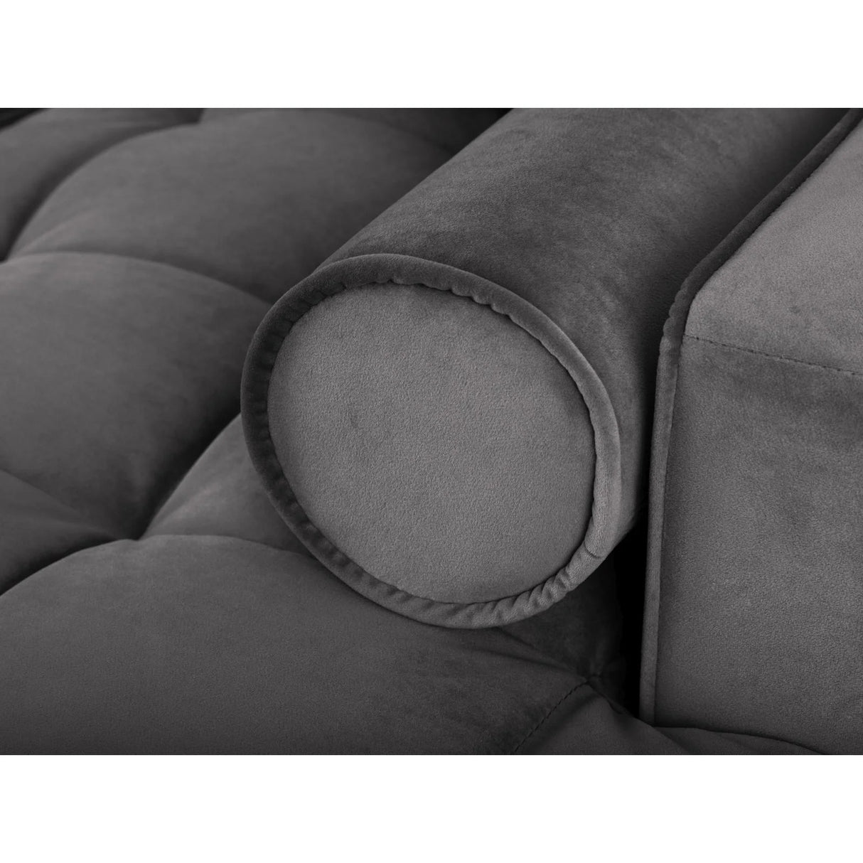 Aspen 5-Sitzer Ecksofa mit Schlaffunktion und Stauraum, Rechte Seite, aus Samt in Dunkelgrau (Salvador 18), 240x175x96 cm von Cosmopolitan Design – Bild 6