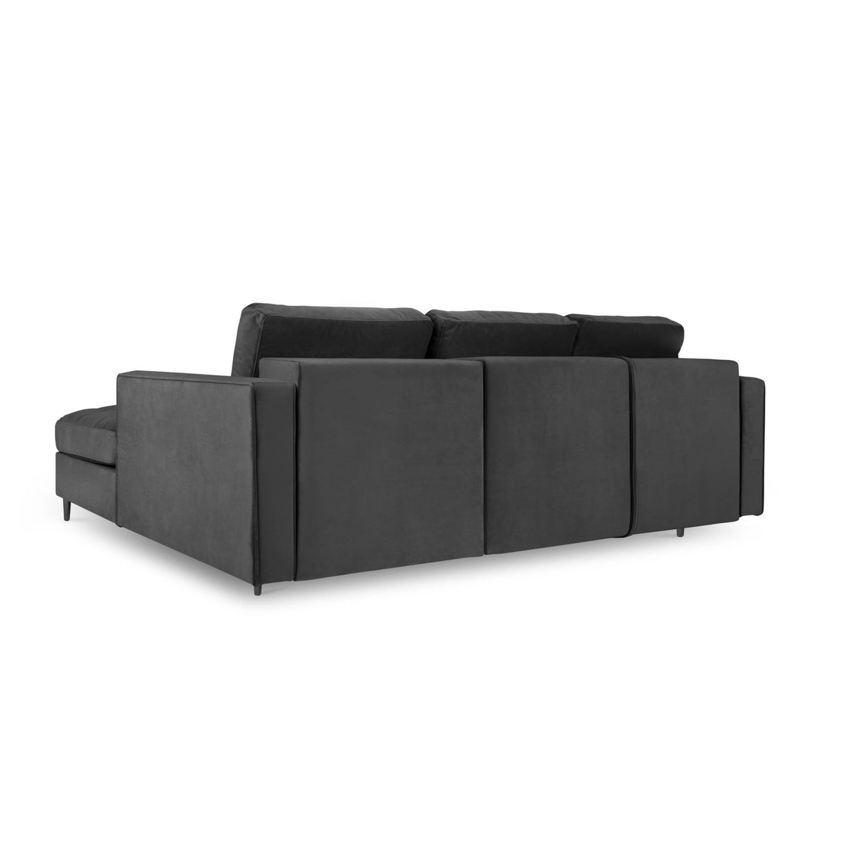 Aspen 5-Sitzer Ecksofa mit Schlaffunktion und Stauraum, Rechte Seite, aus Samt in Dunkelgrau (Salvador 18), 240x175x96 cm von Cosmopolitan Design – Bild 4