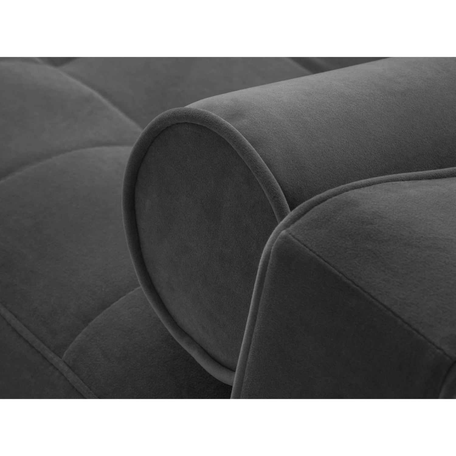 Aspen 5-Sitzer Ecksofa mit Schlaffunktion und Stauraum, Rechte Seite, aus Samt in Dunkelgrau (Salvador 18), 240x175x96 cm von Cosmopolitan Design – Bild 6