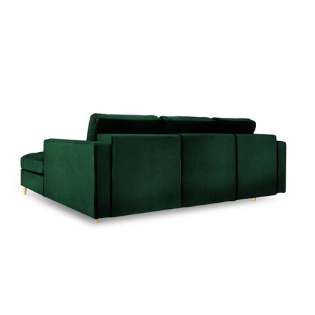 Aspen 5-Sitzer Ecksofa mit Schlaffunktion und Stauraum, Rechte Seite, aus Samt in Flaschengrün (Salvador 7), 240x175x96 cm von Cosmopolitan Design – Bild 4