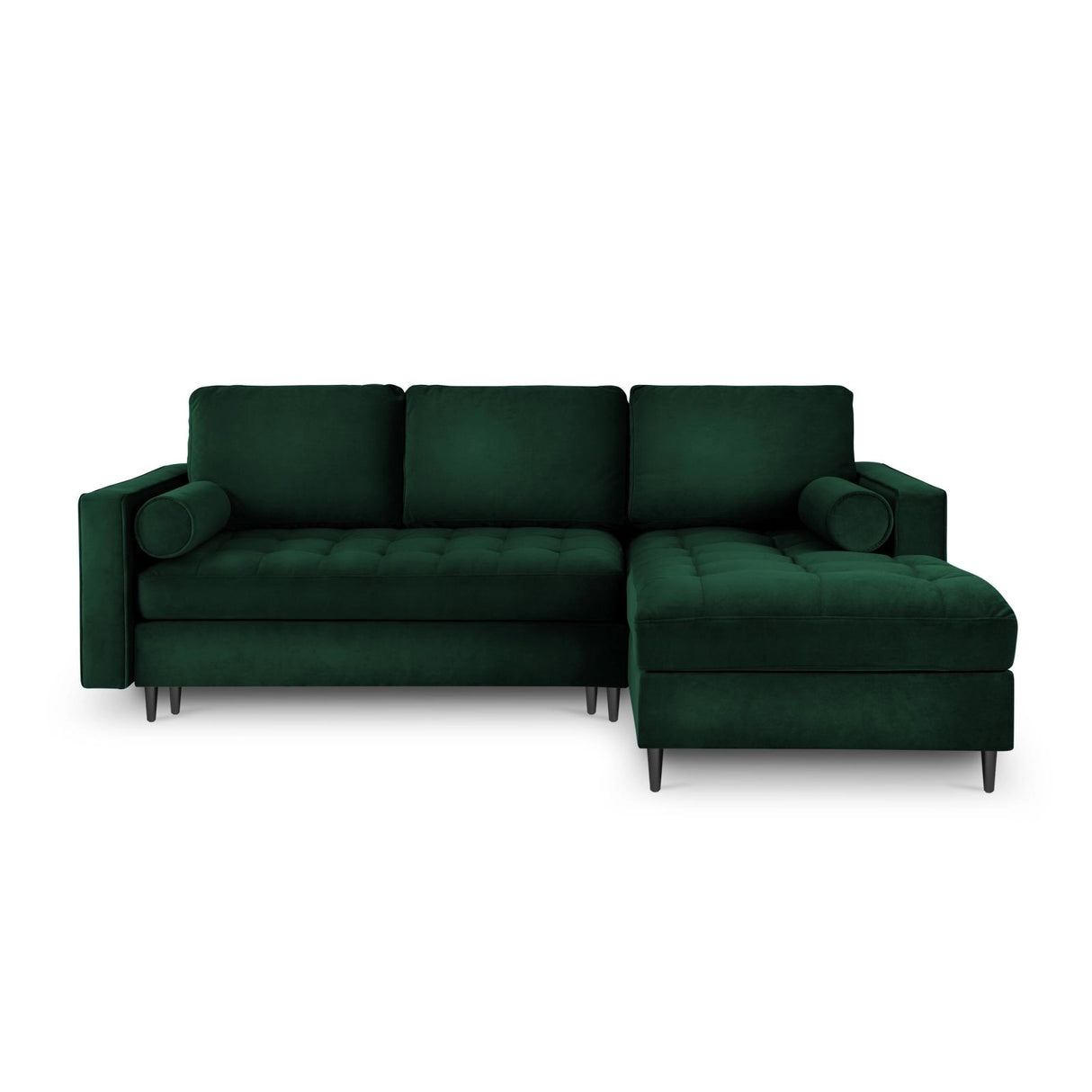Aspen 5-Sitzer Ecksofa mit Schlaffunktion und Stauraum, Rechte Seite, aus Samt in Flaschengrün (Salvador 7), 240x175x96 cm von Cosmopolitan Design – Bild 3