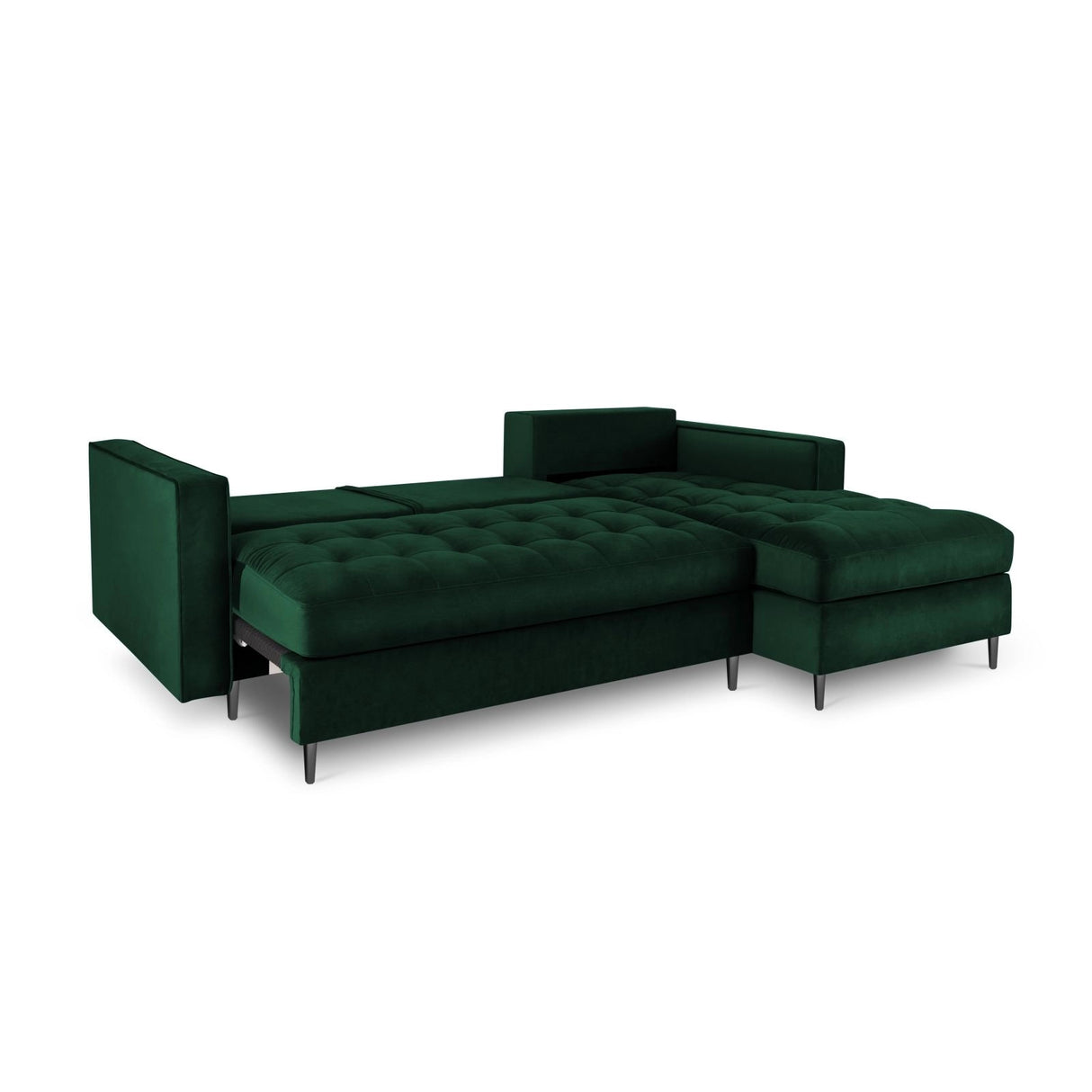 Aspen 5-Sitzer Ecksofa mit Schlaffunktion und Stauraum, Rechte Seite, aus Samt in Flaschengrün (Salvador 7), 240x175x96 cm von Cosmopolitan Design – Bild 5