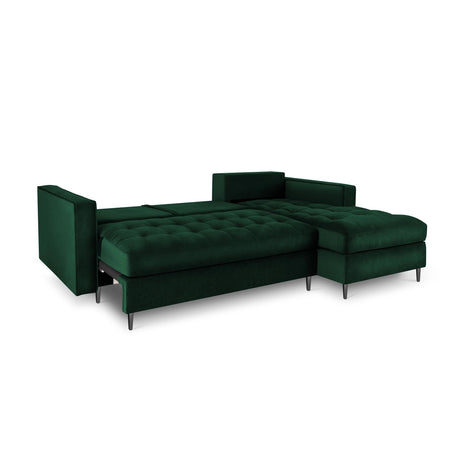 Aspen 5-Sitzer Ecksofa mit Schlaffunktion und Stauraum, Rechte Seite, aus Samt in Flaschengrün (Salvador 7), 240x175x96 cm von Cosmopolitan Design – Bild 5
