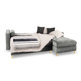 Aspen 5-Sitzer Ecksofa mit Schlaffunktion und Stauraum, Rechte Seite, aus Samt in Grau (Salvador 17), 240x175x96 cm von Cosmopolitan Design – Bild 2