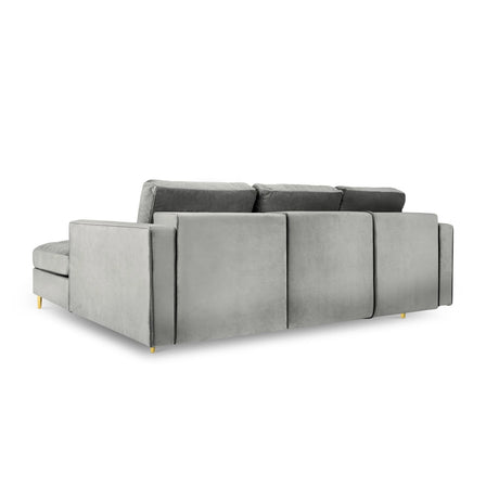 Aspen 5-Sitzer Ecksofa mit Schlaffunktion und Stauraum, Rechte Seite, aus Samt in Grau (Salvador 17), 240x175x96 cm von Cosmopolitan Design – Bild 4