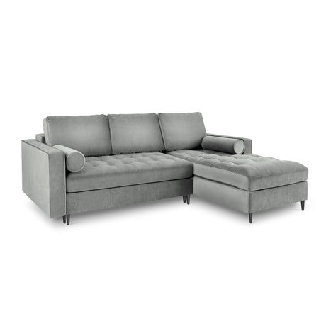 Aspen 5-Sitzer Ecksofa mit Schlaffunktion und Stauraum, Rechte Seite, aus Samt in Grau (Salvador 17), 240x175x96 cm von Cosmopolitan Design – Bild 1