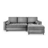 Aspen 5-Sitzer Ecksofa mit Schlaffunktion und Stauraum, Rechte Seite, aus Samt in Grau (Salvador 17), 240x175x96 cm von Cosmopolitan Design – Bild 3