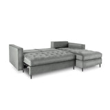 Aspen 5-Sitzer Ecksofa mit Schlaffunktion und Stauraum, Rechte Seite, aus Samt in Grau (Salvador 17), 240x175x96 cm von Cosmopolitan Design – Bild 5