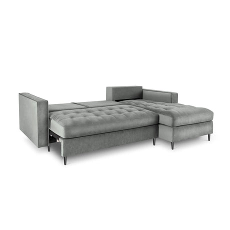 Aspen 5-Sitzer Ecksofa mit Schlaffunktion und Stauraum, Rechte Seite, aus Samt in Grau (Salvador 17), 240x175x96 cm von Cosmopolitan Design – Bild 5