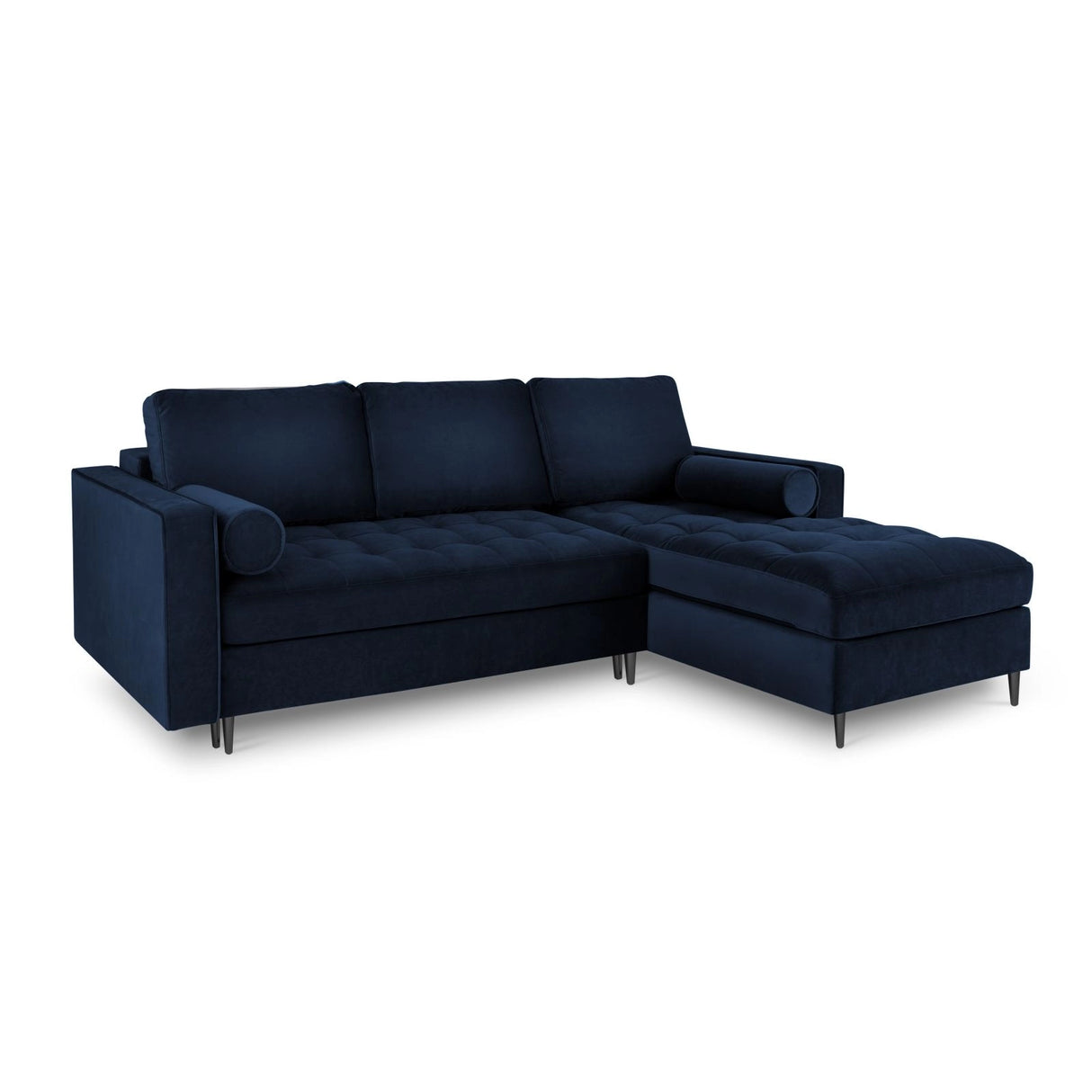 Aspen 5-Sitzer Ecksofa mit Schlaffunktion und Stauraum, Rechte Seite, aus Samt in Königsblau (Salvador 5), 240x175x96 cm von Cosmopolitan Design – Bild 1